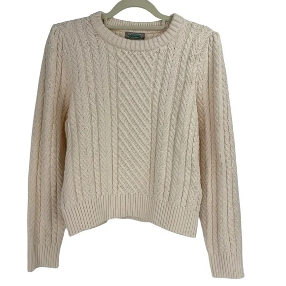 NWT J.Crew 100% Cotton Cable Knit Sweater Ivory Cream BS978 FA23 Pullover - Picture 2 of 10